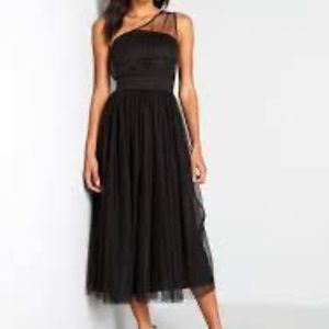 Modcloth Tulle Night Long One-Shoulder Dress